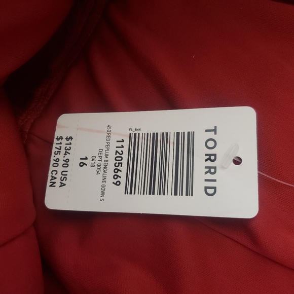NWT Torrid Peplum Bengaline Red Gown Dress - Picture 9 of 10